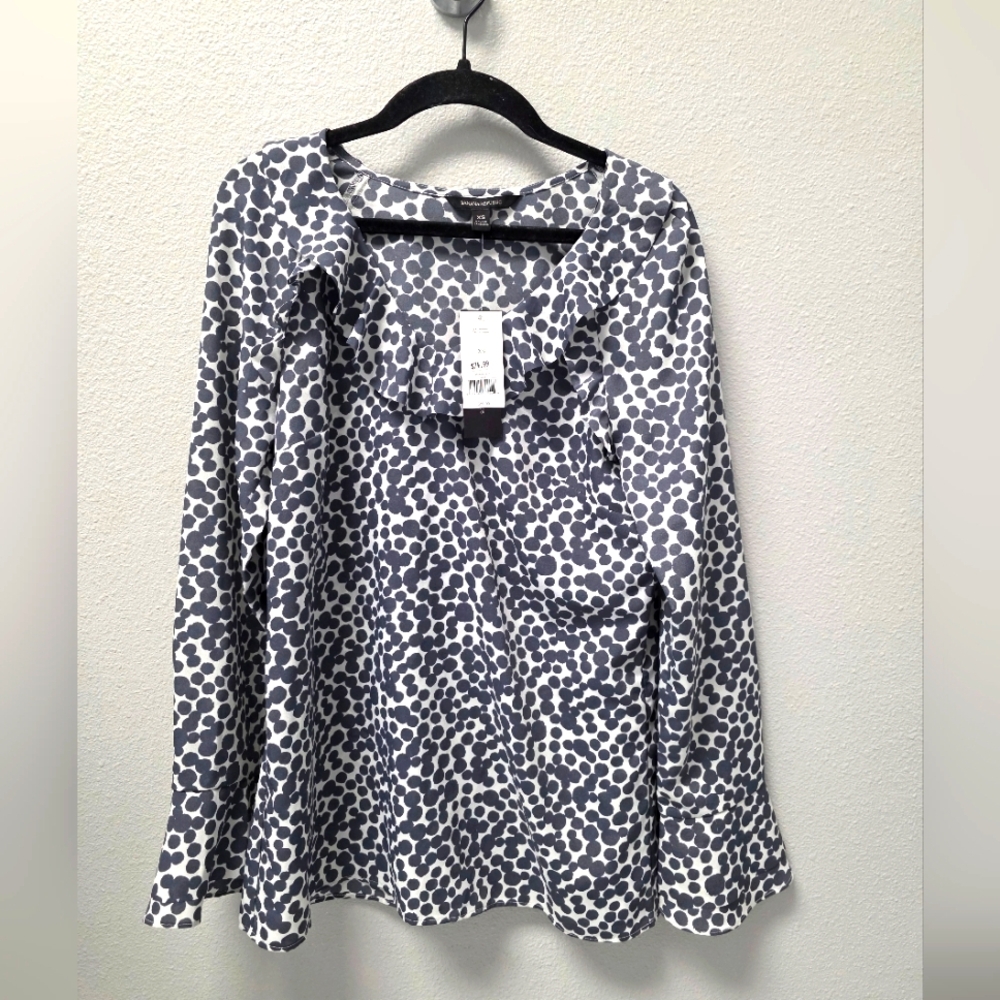 NWT Banana Republic Circle Design Long Sleeve‎ Ruffle Size XS